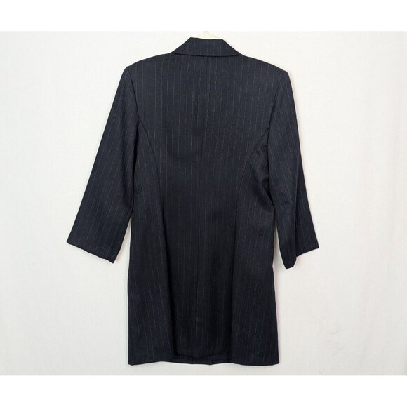 VINTAGE 90s Y2K City Triangles 13 Blazer Jacket Suit Dress Set Navy Pin Stripe - Picture 3 of 16
